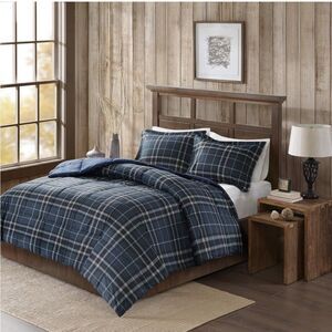 Woolrich Flint 3 Piece Down Alternative Comforter Mini Set,Navy,Full/Queen
